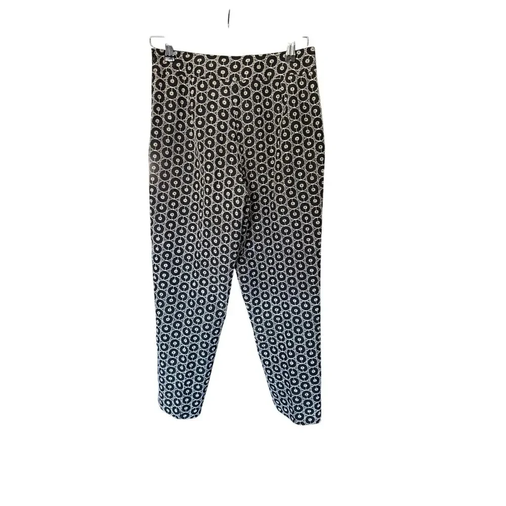 Talbots Black & White Floral Embroidered Silk Blend Cropped Ankle Pants Sz 4p